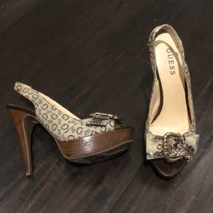 Guess platform sling backs